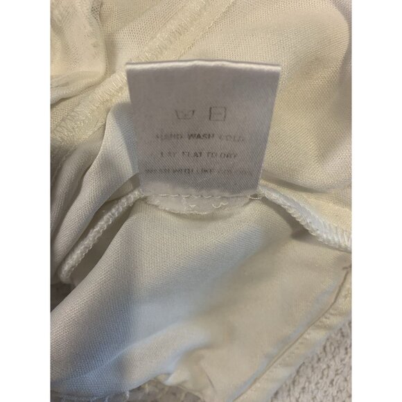 White Crop Top Small With Puff Sleeves Sheer Mesh Ruching Floral Lace - Picture 7 of 7